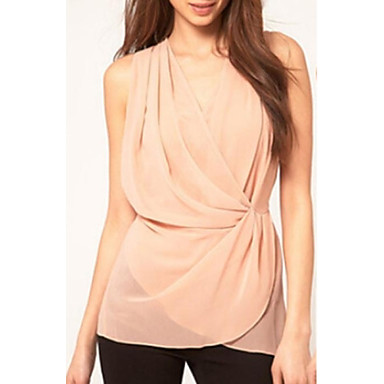 chiffon sleeveless blouse pleated waist neck