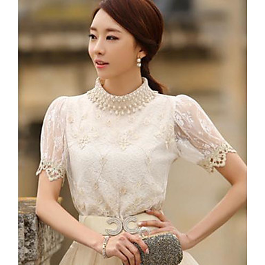 Women's Fitted Stand Collar Lace Blouse 1376353 2018 – $38.99