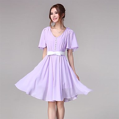 Lavender Chiffon Dress with Sleeves