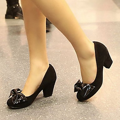 women's leatherette chunky heel pumps