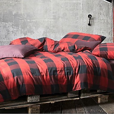 Fadfay 2014 Modern Mens Black And Red Plaid Duvet Cover Classic