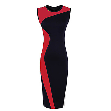Dolce Women's Round Collar Splicing Red Pencil Dress 2202141 2018 – $15.74