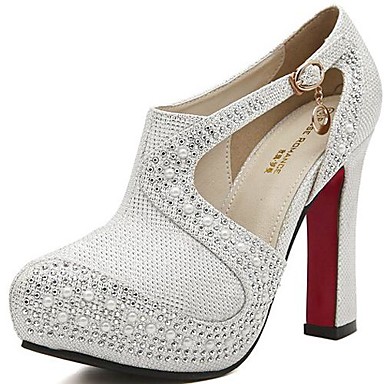 rhinestone chunky heel shoes
