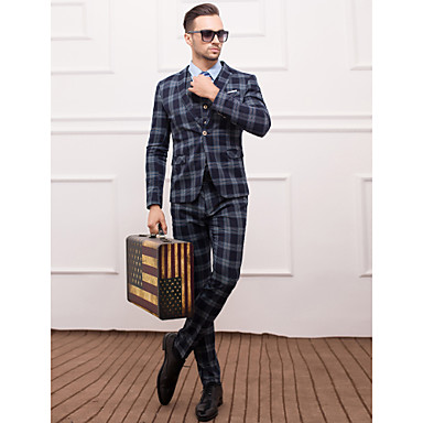 Dark Navy Polyester Slim Fit Three-Piece Suit 2292649 2018 – $84.99