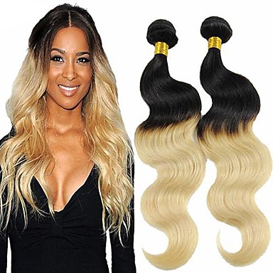 Brazilian Virgin Hair Ombre Hair Extensions 1b 613 Black Mix