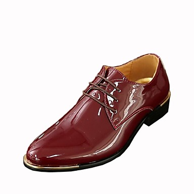 Men's Spring Fall Patent Leather Office & Career Casual Flat Heel Lace ...