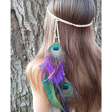 Peacock Feather Headband, Native American, Braided Headband, Indian 