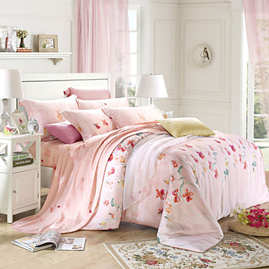 Soveværelse sæt queen king size senge sæt tencel elegant blomst ... Soveværelse sæt