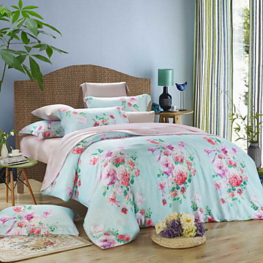 Soveværelse sæt queen king size senge sæt tencel elegant blomst ... Soveværelse sæt