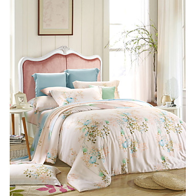 Soveværelse sæt queen king size senge sæt tencel elegant blomst ... Soveværelse sæt