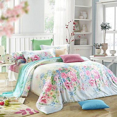 Soveværelse sæt queen king size senge sæt tencel elegant blomst ... Soveværelse sæt