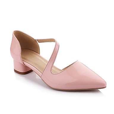 mujer zapatos cuero patentado primavera verano otoño tacón bajo