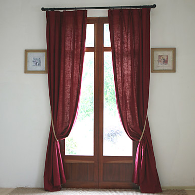 168 71 Two Panels Linen Cotton Solid Panel Bedroom Curtains Drapes Burgundy