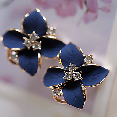 Lindos Pendientes De Flores Azules Joyas Elegantes Pequeños 