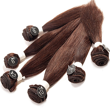 Anna Brazilian Silky Straight Hair Weaves 6pcs 2 Dark Brown Virgin