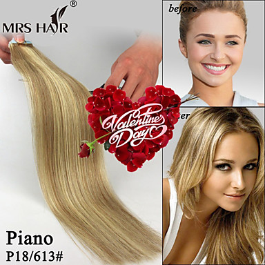 Tape In Human Hair Extensions Straight Human Hair Black Bleach