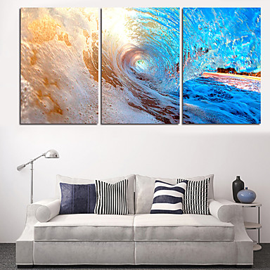 2016Modern Sea Wave Painting On The Wall 3 Piece Modular Pictures Wall ...