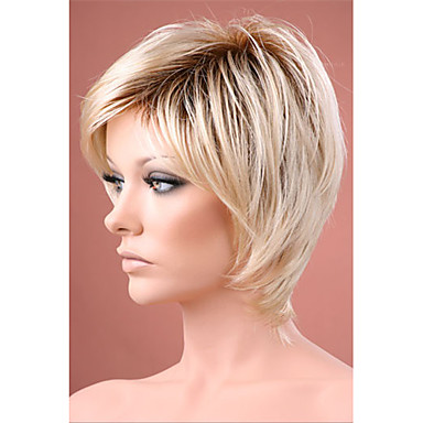 24 99 Synthetic Wig Straight Bob Haircut With Bangs Synthetic Hair Ombre Hair Dark Roots Natural Hairline Wig Women S Short Capless