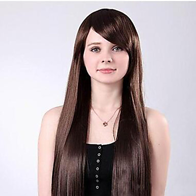 Long Straight Hair Fleeciness Hairstyle Inclined Bang Long Hair