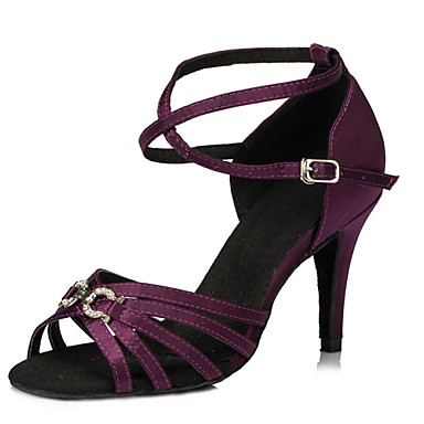 Women's Latin Shoes / Salsa Shoes Satin Sandal / Heel Rhinestone ...
