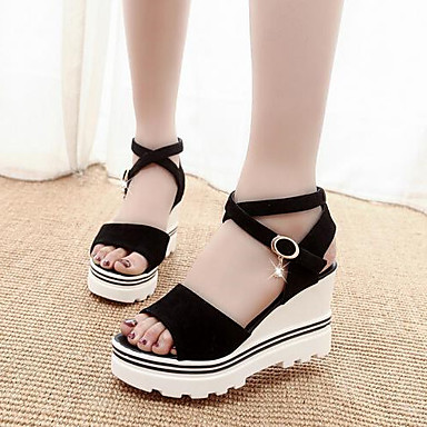 Women's Shoes Suede Summer Comfort / Ankle Strap Wedge Heel Buckle ...
