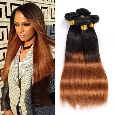 4pcs 12 24 Inch Brazilian Straight Hair Ombre 1b30 Color Human