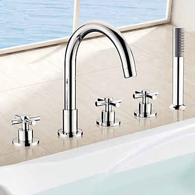 Bathtub Faucet Contemporary Chrome Roman Tub Ceramic Valve Bath