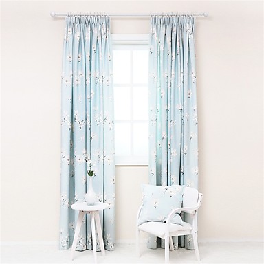 Two Panels Designer Floral Pattern Living Room Poly Cotton Blend