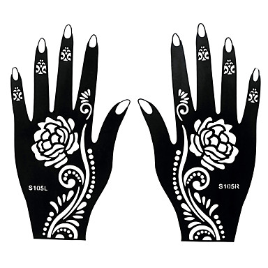2pcs Flower Lace Pattern Henna Airbrush  Stencil Tattoo 