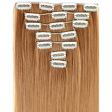 24 Inch 7pcs/set Long Synthetic Straight Clip In Hair Extensions with ...