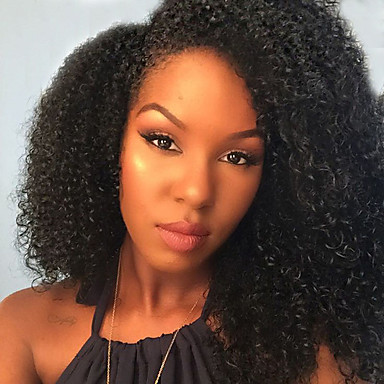 Synthetic Wig Curly Afro Curly Afro Wig Medium Length Black