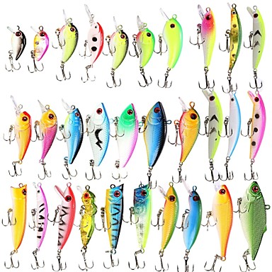cheap Iscas de Pesca-30 pcs Iscos Nadadores Iscas Isco Duro Jerkbaits Vairão Manivela Lápis Popper de Pesca Vibração Flutuante Afundando Bass Truta Pique Pesca de Mar Isco de Arremesso Rotação Plástico Duro / Pesca Baixa