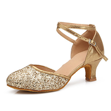Women's Dance Shoes Paillette Latin Shoes / Modern Shoes Buckle Heel ...
