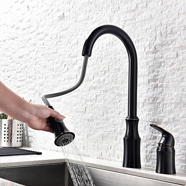 Kitchen Faucet Single Handle Two Holes Oil Rubbed Bronze Pull