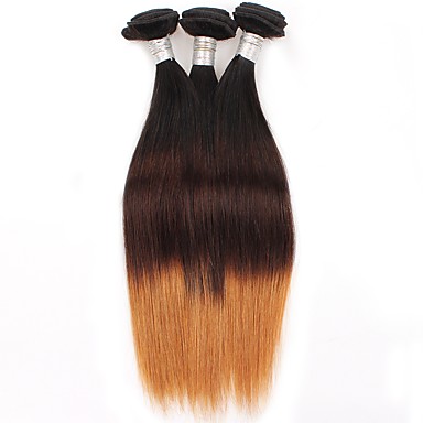 3 Bundles Brazilian Hair Straight Virgin Human Hair Ombre Hair