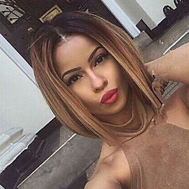 Short Ombre Black Blonde Synthetic Wigs Natural Cheap Hair Wig For