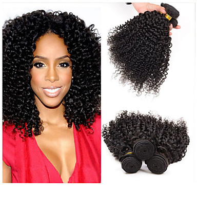 3 Bundles 300g Human Hair Weaves Peruvian Hair Kinky Curly Virgin