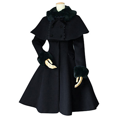 10999 Princesse Sweet Lolita Hiver Cape Manteau Femme Fille Dentelle Coton Japonais Costumes De Cosplay Grandes Tailles Personnalisée Noir Robe De