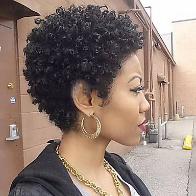 25 64 Human Hair Wig Short Curly Pixie Cut Short Hairstyles 2019 Berry Curly Natural Black For Black Women Machine Made Women S Black 1b Medium