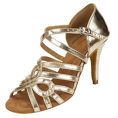 Women's Dance Shoes Leatherette Salsa Shoes Buckle / Ruffles Sandal ...