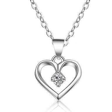 Collar cadena doble corazón remolque circonita plata día de San Valentín regalo nuevo
