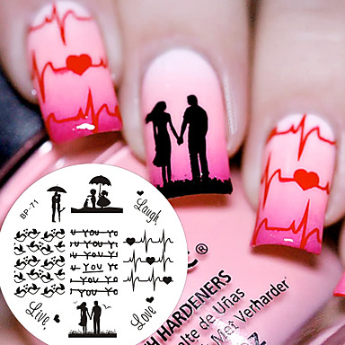 baratos Tendências de Moda-1 pcs Placa de Estampagem arte de unha Manicure e pedicure Design Moderno / S. Valentim Chique &amp; Moderno Diário / Placa de Carimbar / Aço