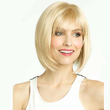 Peruki Syntetyczne Prosto Fryzura Bob średni Bob Blond Damskie Bez
