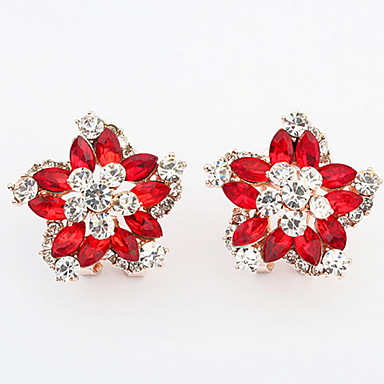 Synthetic Diamond Stud Earrings Hoop Rhinestone Flower Synthetic Diamond Stud Earrings Hoop Rhinestone Flower Dainty Personalized Vintage Red Blue Rainbow For Wedding Party Daily 5916628 2018