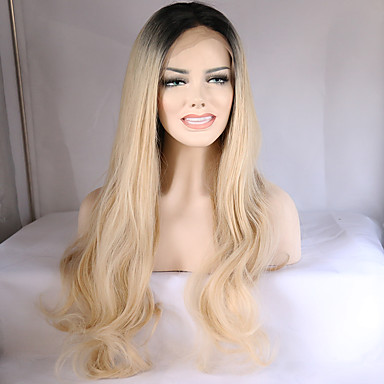 Synthetic Lace Front Wig Wavy Blonde Synthetic Hair Ombre Hair