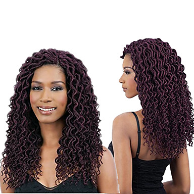 1 Pack Burgundy Havana Mambo Wavy Faux Locs Braids Hair Extensions