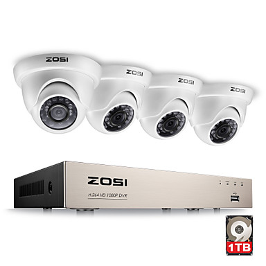 AHD CCTV DVR 1TB HDD w// 4x Outdoor 1080p 2.0MP Cameras Zosi 8Ch 1080N TVI