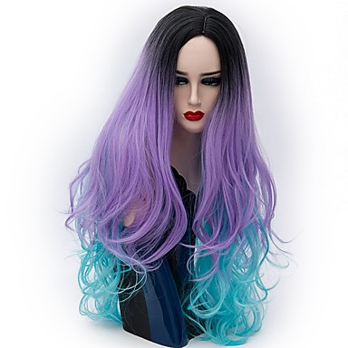 Synthetic Wig Natural Wave Style Capless Wig Silver Purple