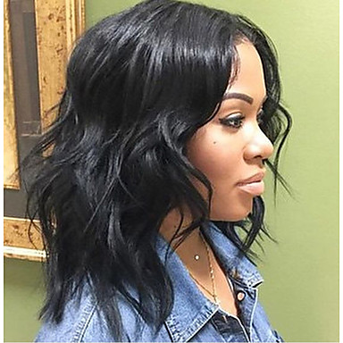 Human Hair Glueless Lace Front Lace Front Wig Style Wavy Natural
