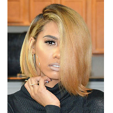Human Hair Full Lace Wig Bob Layered Haircut With Baby Hair Style